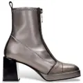 Hispanitas for woman. HI243658 Silver block leather ankle boots (35), 8 to 10 cm, Zip, Casual