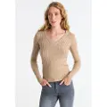 LOIS Jeans for woman. 453132660 Brown cable knit jumper (XS), Casual, Viscose, Long sleeve