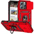 Mtp Products iPhone 16 Pro Max Hybrid-deksel med Roterende Ring med Kameraskjold - Rød