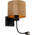 QAZQA Vegglampe sort med fløyels skjerm krokodille design 18cm - Brescia