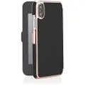 Pipetto Slim Wallet Mirror Deksel til iPhone XR - Svart/Rosegull
