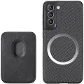 Mtp Products Samsung Galaxy S21 FE 5G Magnetisk Deksel med Kortluke - Karbonfiber - Svart