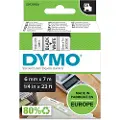 Dymo D1 tape, 6mm x 7m rull, sort på hvit