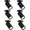 QAZQA Sett med 6 moderne innfelte spotter svart GU10 50mm - Chels