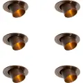QAZQA Sett med 6 innfelte spotter mørk bronse GU10 35mm rund vippbar - Installa