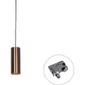 QAZQA Design Pendellampe Mørk Bronse Inkl. Skinnadapter 3-Fase - 3-Fase Tubo