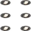 QAZQA Set van 6 moderne inbouwspots gunmetal GU10 50mm rond kantelbaar - Cisco