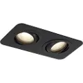 QAZQA Rundt innfelt spotlys svart GU10 50 mm roterbart og vippbart IP44 2-lys - Alberto