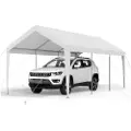 Vevor Carport, 10 x 20 fot utendørs biltak, drikkeklar carport, kraftig galvanisert biltak, UV-bestandig og vannbestandig, beskyttelse hele året, oppbevaringsskur for båt og motorsykkel, hvit