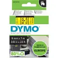 Dymo D1 tape, 9mm x 7m rull, sort på gul