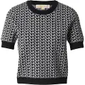 Michael Kors for woman. MT56198HQG Jacquard SS Crew top black (XS), Casual, Viscose, Short sleeve