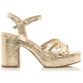 Mustang for woman. 59609 Britt gold dress sandals -Heel height 7cm (41), 5 to 8 cm, Buckle, Casual