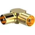 Sinox 90° antenneadapter, gull, hannkontakt, hunnkontakt, 90°, gull, gull, metall