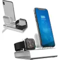 Mtp Products 3-in-1 Aluminum Alloy Dockingstasjon - iPhone, Apple Watch, AirPods - Sølv