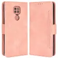 Mtp Products Motorola Moto E7 Plus Lommebok-deksel med Kortholder - Rosa