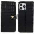 Mtp Products iPhone 14 Pro Max Lommebok-deksel I Lær - Crocodile - Svart