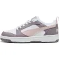 Puma Rebound V6 Low Sneakers, Shoes, White/Mauve Mist/Plum Jam, 48