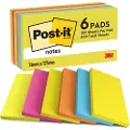 3M Post-it 655-TFEN - Noter - 76 x 127 mm - 600 ark (6 x 100) - neongrønn, ultrablå, neonoransje, ultrarosa, ultragul