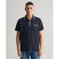 Gant for man. 2013042 Pique Polo Shirt With Navy Two-Tone Piping (4XL), Casual, Cotton, Short sleeve