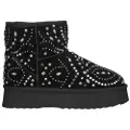 Alma en pena for woman. I241042 Black studded fur ankle boots (38), Flat, None, Casual