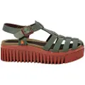 Art for woman. 1157521DI003_0G3 Leather sandals 1575 Brighton green (40), 3 to 5 cm, Buckle, Casual
