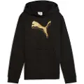 Puma Essentials Metallic Hoodie Youth, Back, Black/Metallic Gold, 7-8Y