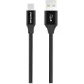 GreyLime Flettet USB-A / USB-C Kabel - 1m - Svart