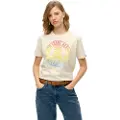 Superdry for woman. W1011614A Relaxed T-shirt cream bench (XL), White, Casual, Cotton, Short sleeve