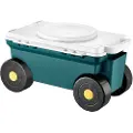 Vevor Hagescooter med sete, 2-i-1 rullende hagevogn med oppbevaringsboks, støtter opptil 123 kg, utendørs vogn med håndtak, lett oppbevaringshagekrakk for luking og planting i hagen
