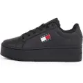 Tommy Hilfiger for woman. EN0EN02518 Black platform leather trainers (38), 1 to 3 cm, Laces, Casual