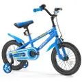 Vevor barnesykkel, 35,56 cm BMX-sykkel, syklisthøyde 90 cm - 115 cm, støttehjul inkludert, solid og enkel å montere, småbarnssykkel for gutter og jenter som lærer å sykle, blå