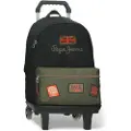 Pepe Jeans unisex for kids. 68923T1 Backpack 44cm. with trolley green (OSFA), Casual, Polyester, children's fashion