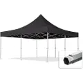 TOOLPORT 5x5 m aluminium, pop up partytelt, uten sidepaneler, svart