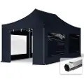 TOOLPORT 3x6 m aluminium, pop up partytelt, 4 sidepaneler, svart