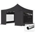 TOOLPORT 4x4 m aluminium, pop up partytelt, 4 sidepaneler, svart