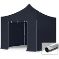 TOOLPORT 3x3 m aluminium, pop up partytelt, 4 sidepaneler, svart