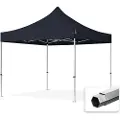 TOOLPORT 3x3 m aluminium, pop up partytelt, uten sidepaneler, svart