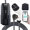 Vevor bærbar elbillader type 2, 16A 3,7 kW, elbillader med 8,6 m ladekabel CEE 7/7-plugg LCD-skjerm, IEC 62196 ladestasjon for elbiler til hjemmet med bæreveske, ladekabelkrok, IP66