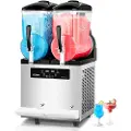 Vevor Kommersiell Slush-maskin, 12Lx2 Dobbeltank Frossen Drikkemaskin, 96 Kopper Rustfritt Stål Margarita Smoothie Frossen Drikkemaskin, Slush-maskin for Hjemmefester Restauranter Kaféer Barer