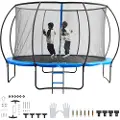 Vevor 12FT trampoline, 400 lbs trampoline med innhegningsnett, stige og buet stang, kraftig trampoline med hoppematte og fjærbelegg, utendørs rekreasjonstrampoliner for barn og voksne