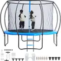 Vevor 10FT Trampoline, 330 lbs Trampoline med innhegningsnett, stige og buet stang, kraftig trampoline med hoppematte og fjærpolstring, utendørs rekreasjonstrampoliner for barn og voksne