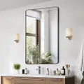 Vevor Veggmontert sminkespeil, 0,15" tykt, 30" x 55" speil med ramme i aluminiumslegering og eksplosjonssikker film, ripebestandig speil med Z-formet brakett, egnet for bad/soverom/stue