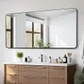 Vevor Veggmontert sminkespeil, 0,15" tykt, 36" x 72" speil med ramme i aluminiumslegering og eksplosjonssikker film, ripebestandig speil med Z-formet brakett, egnet for bad/soverom/stue