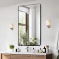Vevor Veggmontert sminkespeil, 0,15" tykt, 28" x 60" speil med ramme i aluminiumslegering og eksplosjonssikker film, ripebestandig speil med Z-formet brakett, egnet for bad/soverom/stue