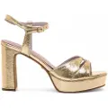 MARIAMARE for woman. 68532 Golden Roseta Sandals (39), Fabric, more than 10 cm, Buckle, Casual, Party