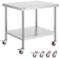 Vevor Stainless Steel Catering Arbeidsbord 30x36 tommer Kommersielt kjøkkenbord med 4 hjul Kommersiell matforberedende arbeidsbenk med fleksibel justering Hylle for kjøkkenbord
