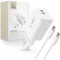 Tech-Protect NC45W-GAN 2-port lader med Type-C-kabel - 45W - Hvit