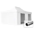 TOOLPORT 4x6 m aluminium, pop up partytelt, 4 sidepaneler, hvit