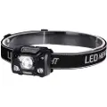 Superfire HL78 - Hodelykt - LED - 5-modus - 5 W - hvitt/rødt lys - 6000 K - svart