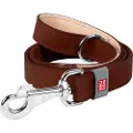 Waudog hundebånd i naturskinn 20 mm bredt, 122 cm langt, brunt